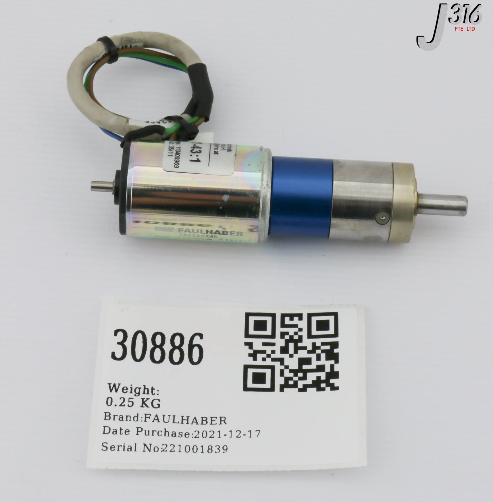 ロックIT 30886 FAULHABER DC MICROMOTOR W/ PLANETARY GEARHEAD 23/1 43:1